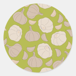 Garlic Pattern - Garlic Cloves & Bulb Classic Round Sticker