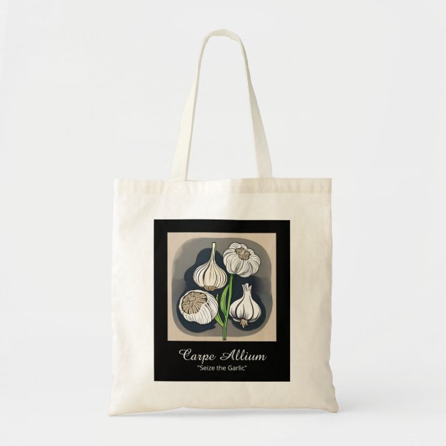 Garlic Quartet: Monochromatic Elegance Tote Bag (Front)