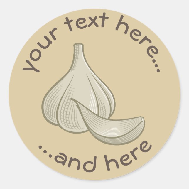 Garlic Woodcut Icon Classic Round Sticker (Front)
