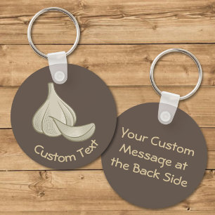 Garlic Woodcut Icon Keychain