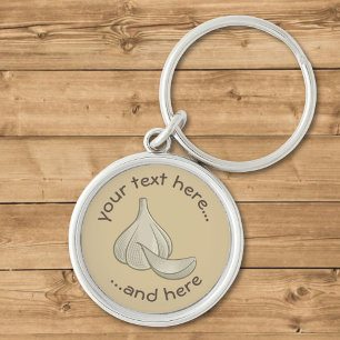 Garlic Woodcut Icon Keychain