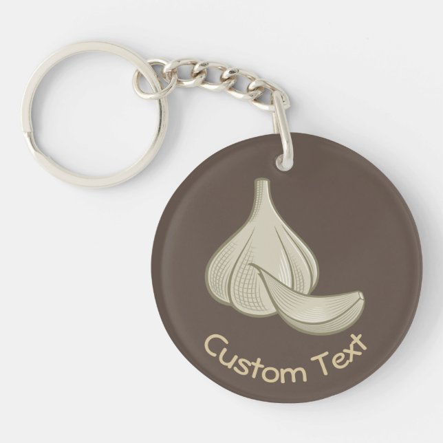 Garlic Woodcut Icon Keychain (Front)