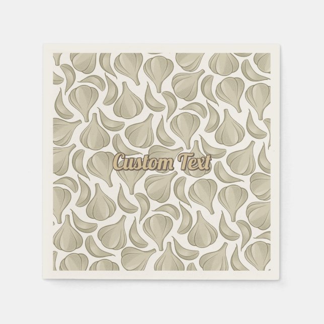 Garlic Woodcut Pattern Napkin (Front)
