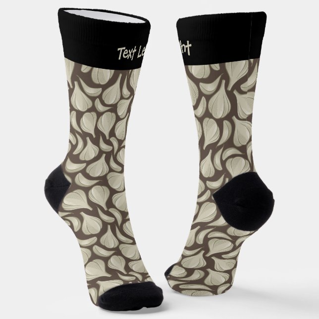 Garlic Woodcut Pattern Socks (Angled)