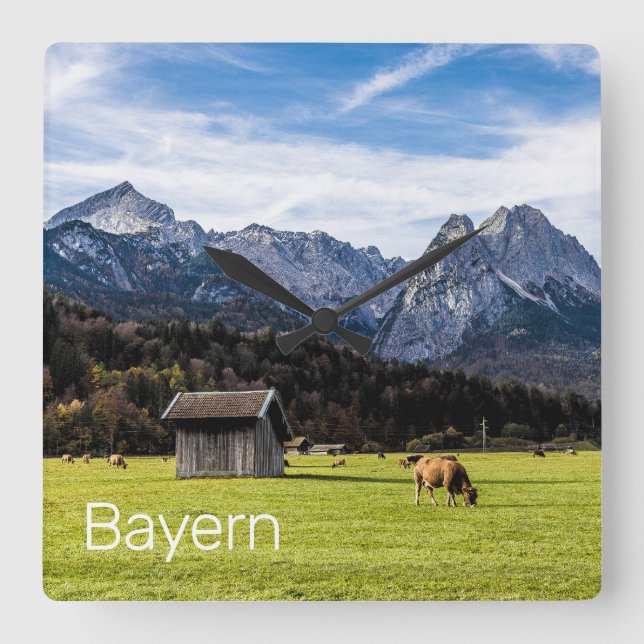 Garmisch Partenkirchen Alps Bavaria Germany Square Wall Clock (Front)