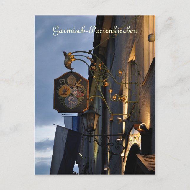 Garmisch-Partenkirchen at night postcard (Front)