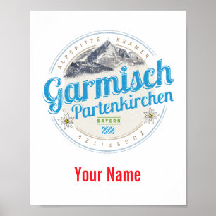 Garmisch Partenkirchen Bavaria Vintage Alps Luggag Poster