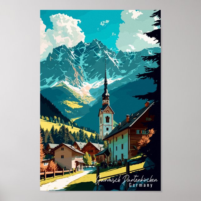 Garmisch Partenkirchen Germany vintage travel Poster (Front)