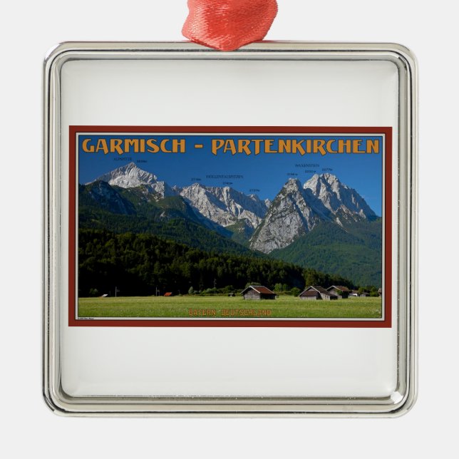 Garmisch - The Zugspitze and Alpspitze Metal Ornament (Front)