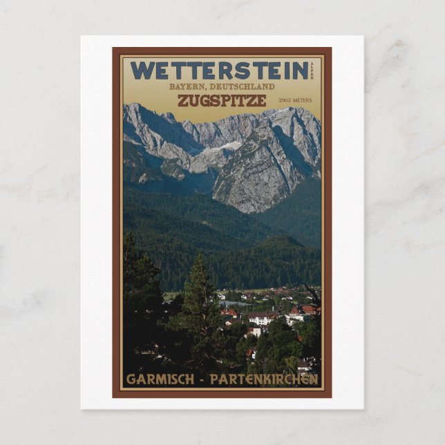 Garmisch - Zugspitze above Town Postcard (Front)