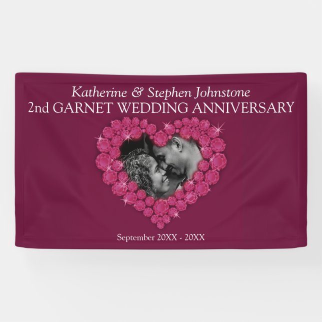 Garnet 2nd Wedding anniversary dark red Banner (Horizontal)