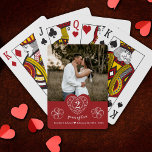 Garnet 2nd Wedding Anniversary heart red cotton Playing Cards<br><div class="desc">Cotton drawing and Garnet stone wedding celebrating 2 years of love anniversary add your own photo playing cards. Celebrate 2 years of love with this simple heart stone effect line art graphic colour design with two cottons line art drawing either side. Customize with your own choice of names, anniversary dates,...</div>