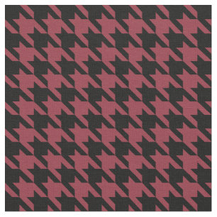 Garnet and Black Houndstooth Fabric