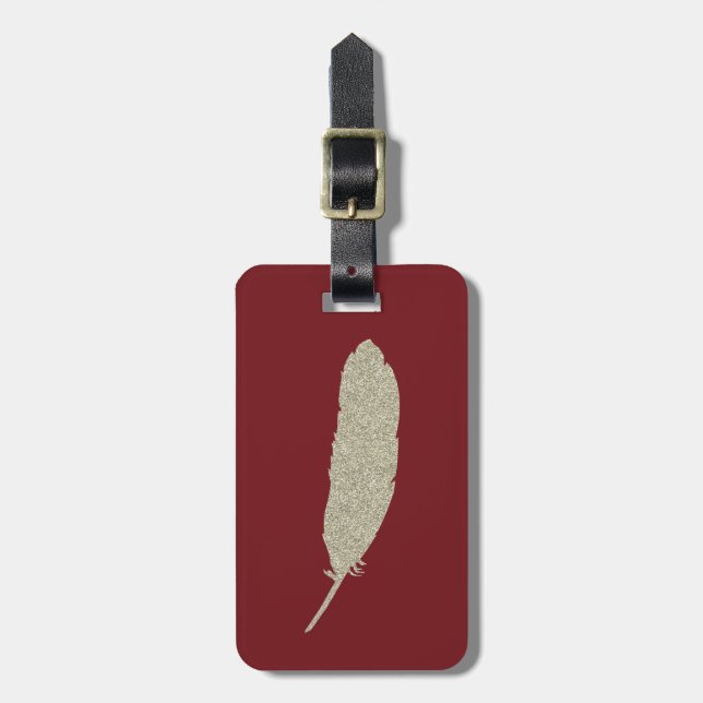 Garnet and Gold/Feather Luggage Tag (Front Vertical)