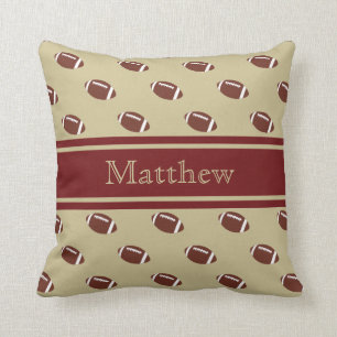 Garnet and Gold Football Throw Pillow