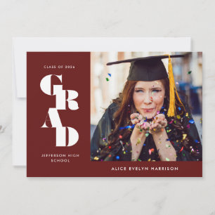 Garnet Bold Serif Single Photo Graduation Announcement
