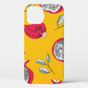 Garnet fruit hand drawn seamless pattern. Vintage iPhone 12 Case