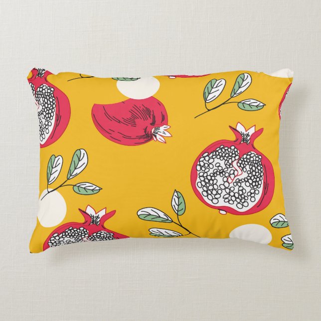 Garnet Fruit: Hand-Drawn Vintage Pattern. Accent Pillow (Front)