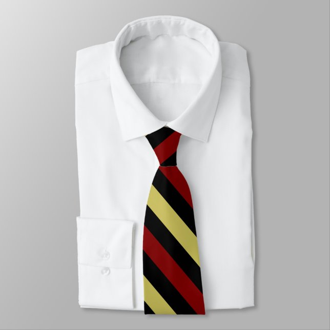 Garnet Gold and Black II Diagonally-Striped Tie (Tied)