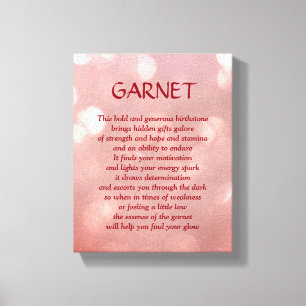 Garnet - January birthstone poem art canvas Print