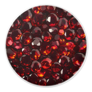 Garnet Red Crystals Pattern Ceramic Knob