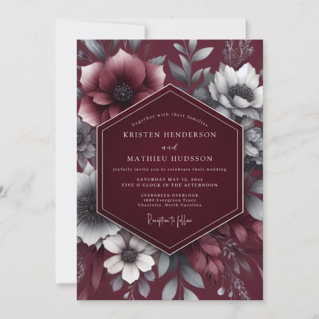 Garnet Slate Twilight Wedding Invitation (Front)