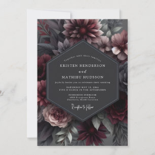 Garnet Somber Bloom Wedding Invitation