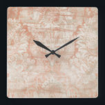 Garnet Weft Square Wall Clock<br><div class="desc">Garnet Weft III by June Erica Vess. Done in a peach-like colour,  this design resembles the appearance of distressed fabric.</div>