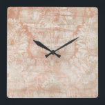 Garnet Weft Square Wall Clock<br><div class="desc">Garnet Weft III by June Erica Vess. Done in a peach-like colour,  this design resembles the appearance of distressed fabric.</div>