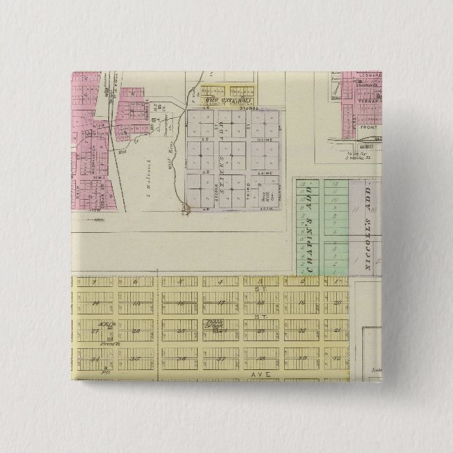 Garnett, Robinson, Hamlin, and Willis, Kansas 2 Inch Square Button (Front)