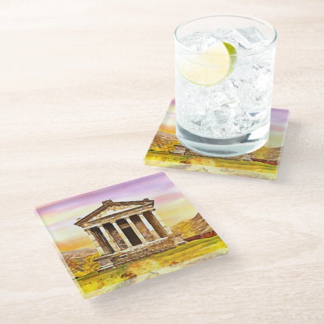 Garni Temple Glass Coaster (Angled)