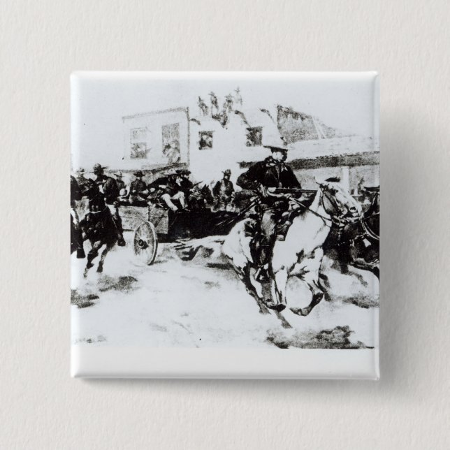 Garret brings in Billy the Kid, 1880 2 Inch Square Button (Front)
