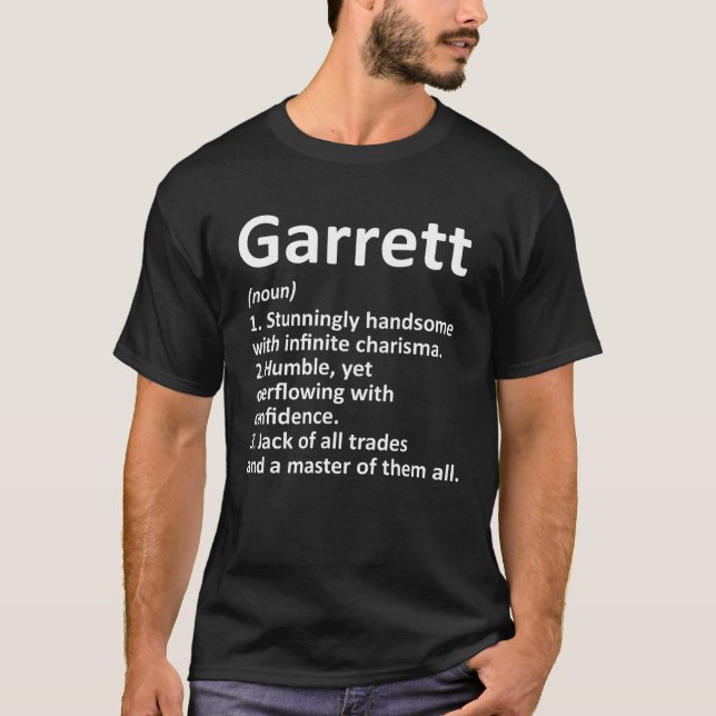 GARRETT Definition Personalized Name Funny Birthda T-Shirt (Front)