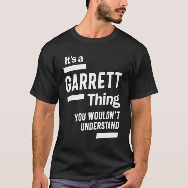 Garrett Personalized Name Birthday Gift T-Shirt (Front)