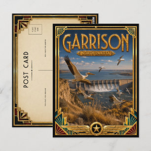 Garrison North Dakota Vintage Art Deco Golden Age Postcard