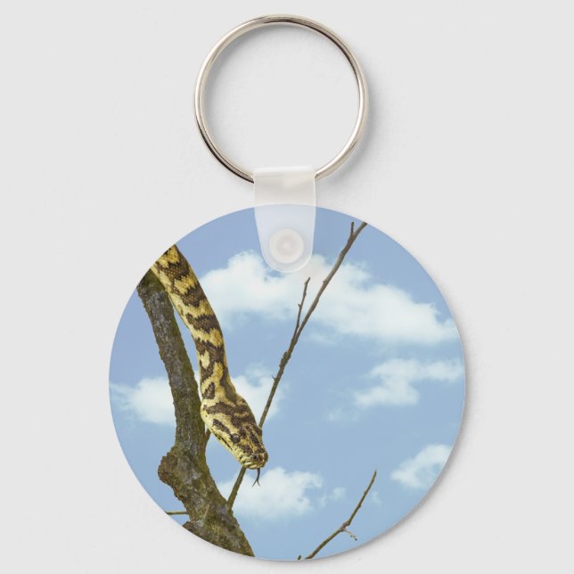 Garter Snake on a Limb against a Blue Sky Keychain (Front)
