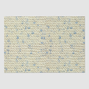 Garter Stitch Knit Pattern Blue/Natural Tweed Tissue Paper