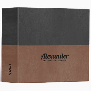 Gary and brown faux leather split-screen binder