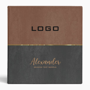 Gary and brown leather split-screen gold Accent Binder