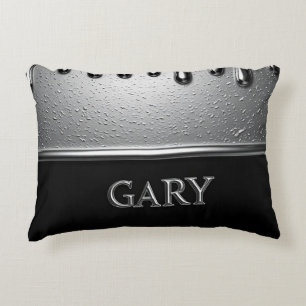 Gary Chrome Nameplate With Liquid Metal Drips Accent Pillow