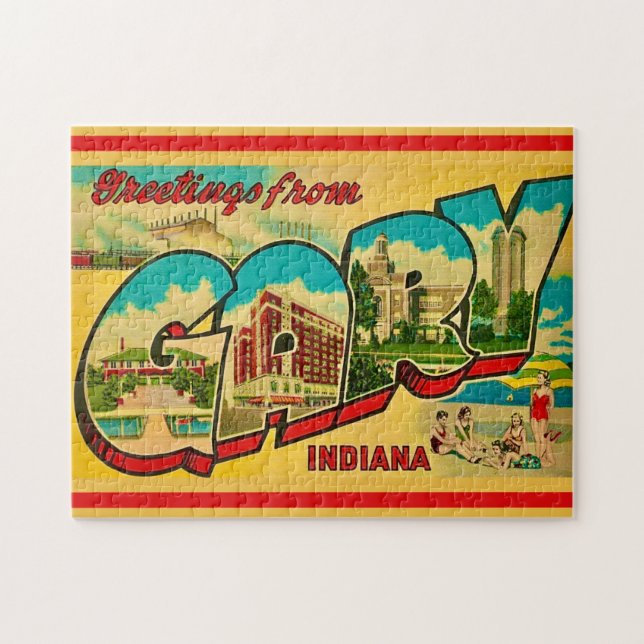 Gary Indiana Greeting Postcard Jigsaw Puzzle (Horizontal)