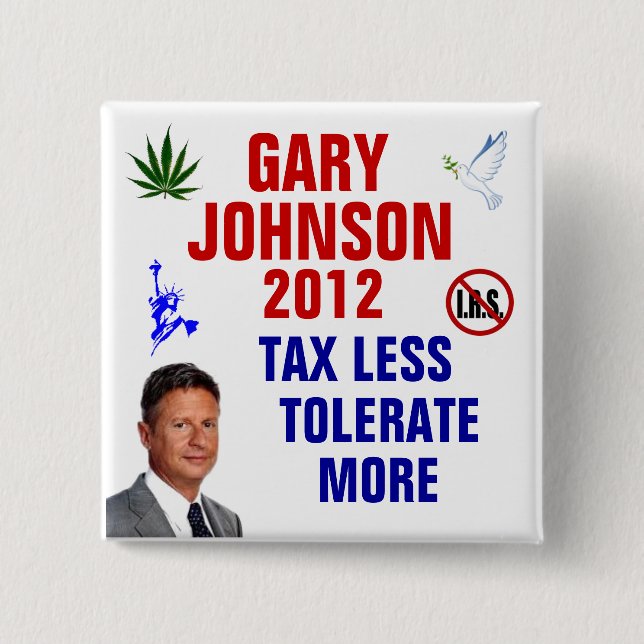 Gary Johnson 2012 2 Inch Square Button (Front)