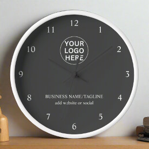 Gary Logo l Business Office Branded Gray  Clock