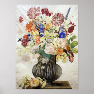 Garzoni - Carnations, Flowers On Stone With Leanin Poster