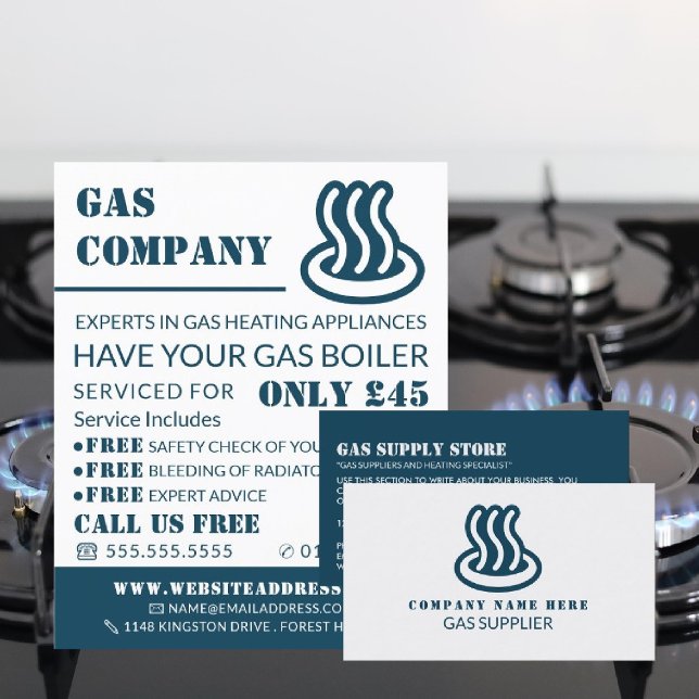 Gas Icon, Gas Engineer & Supplier Business Card (Creator Uploaded)