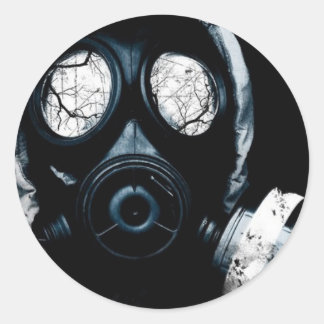 gas mask classic round sticker