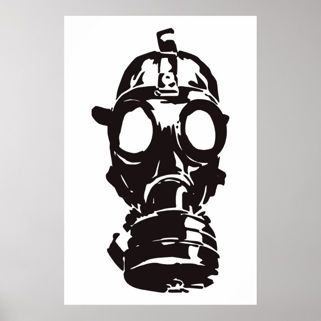 Gas mask drawing, vintage illustration. poster (Front)