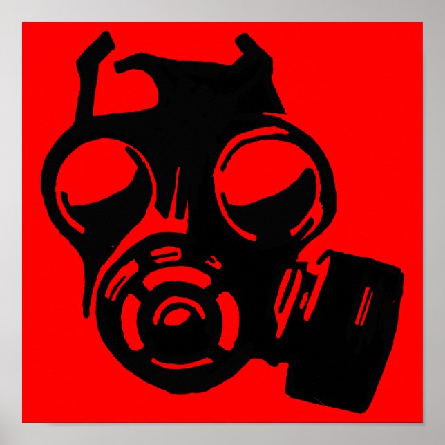 Gas Mask Gasmask Graphic Stencil Poster Sign (Front)