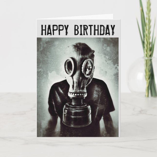 GAS MASK HEUREUSES CARTES DE SALUT D'ANNIVERSAIRE (Devant)