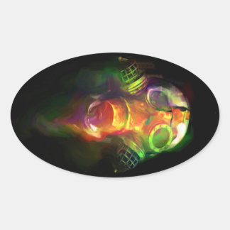 Gas Mask Skull Oval Sticker